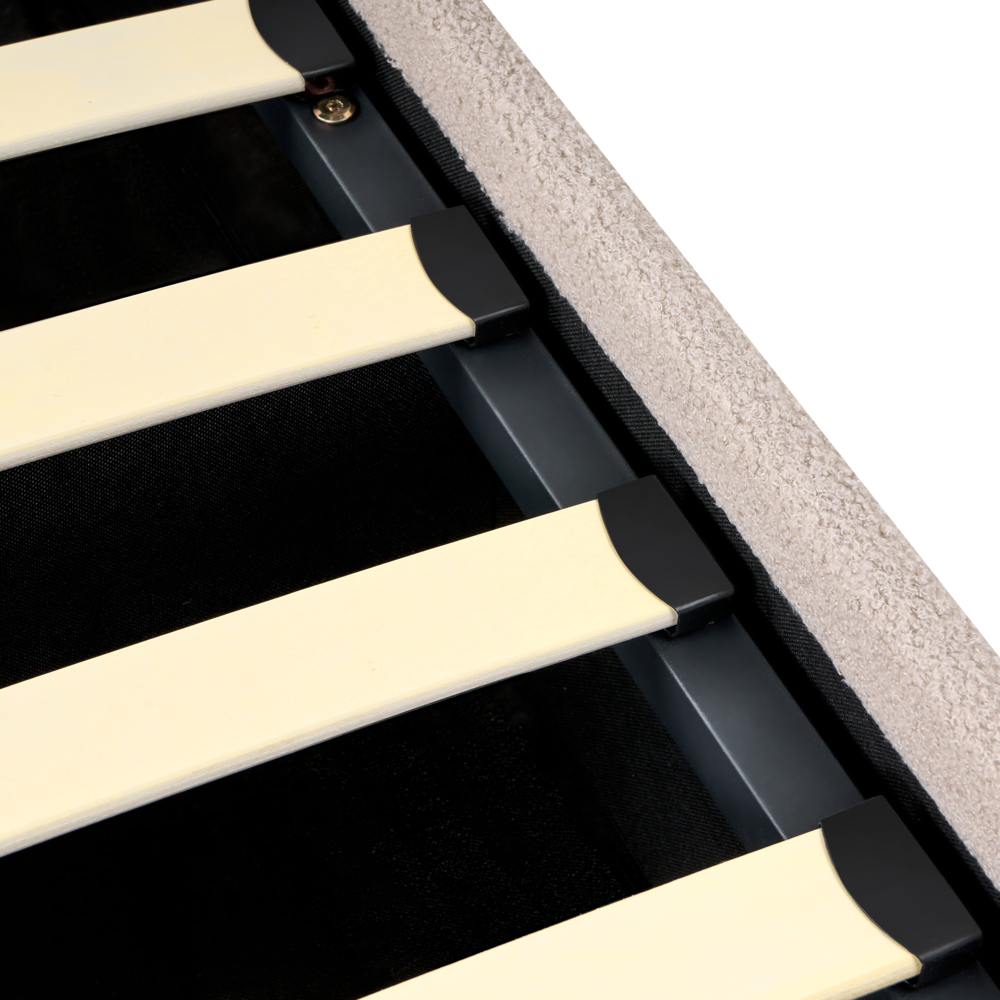 Letto ottomano beige bouclé 180x200 cm con testiera sollevabile e base a doghe Design moderno