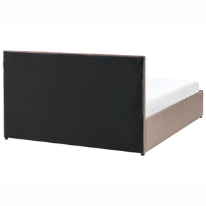 Letto ottomano tortora bouclé 140x200 cm con testiera sollevabile e base a doghe Design moderno