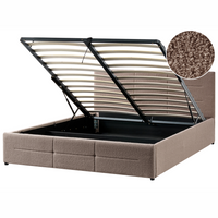 Letto ottomano tortora bouclé 160x200 cm con testiera sollevabile e base a doghe Design moderno