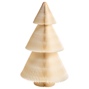 Set di 2 alberi di Natale Figurine Beige Carta a nido d'ape Effetto 3D Stile Origami Motivo festivo