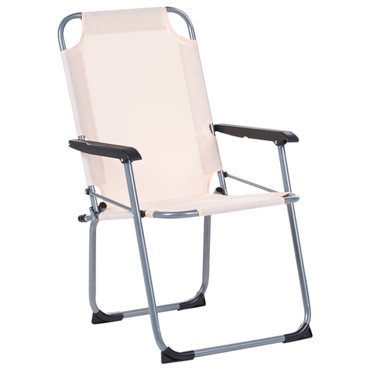 Set di 4 sedie da giardino Moderna struttura in acciaio verniciato a polvere opaco Resistente alla ruggine Pieghevole Beige