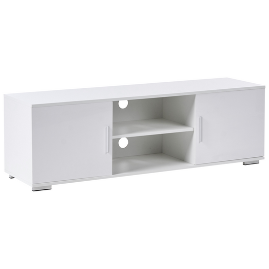 Mobile TV moderno con ante e sistema di gestione dei cavi con LED MDF Gambe in metallo Bianco stile moderno