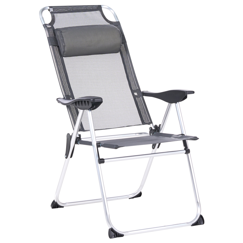 Set di 2 sedie pieghevoli da giardino con schienale regolabile Resistenti alla ruggine Moderna struttura in alluminio anodizzato opaco Grigio