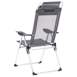 Set di 2 sedie pieghevoli da giardino con schienale regolabile Resistenti alla ruggine Moderna struttura in alluminio anodizzato opaco Grigio