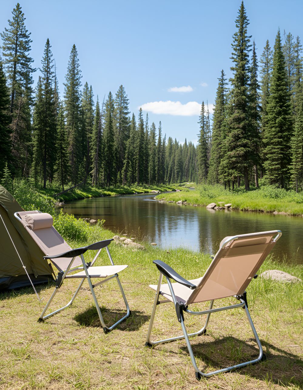 Set di 2 sedie pieghevoli da giardino con schienale regolabile Resistenti alla ruggine Moderna struttura in alluminio anodizzato opaco beige