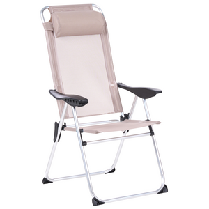 Set di 2 sedie pieghevoli da giardino con schienale regolabile Resistenti alla ruggine Moderna struttura in alluminio anodizzato opaco beige