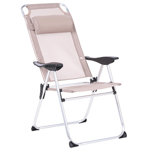 Set di 2 sedie pieghevoli da giardino con schienale regolabile Resistenti alla ruggine Moderna struttura in alluminio anodizzato opaco beige