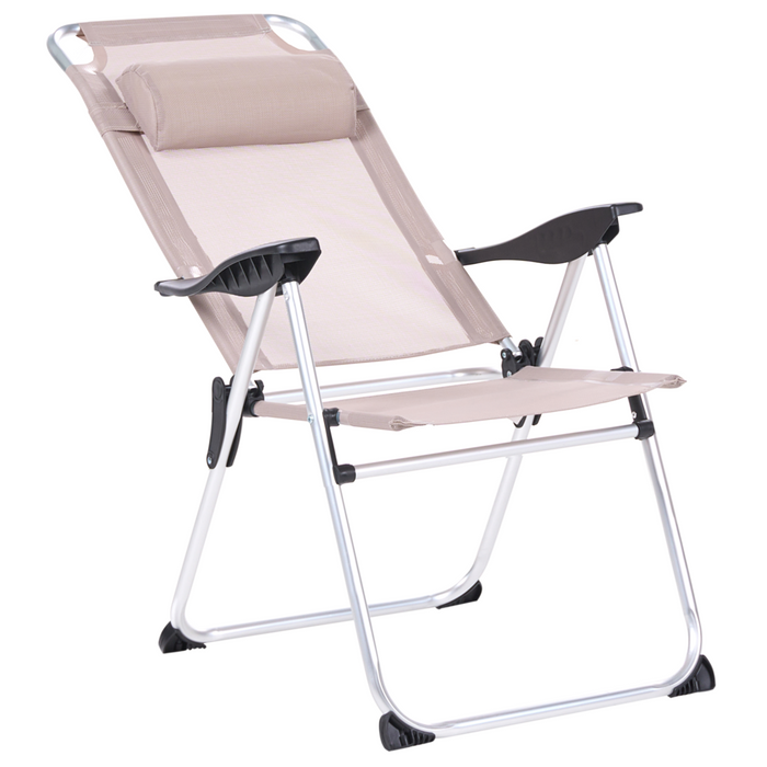 Set di 2 sedie pieghevoli da giardino con schienale regolabile Resistenti alla ruggine Moderna struttura in alluminio anodizzato opaco beige