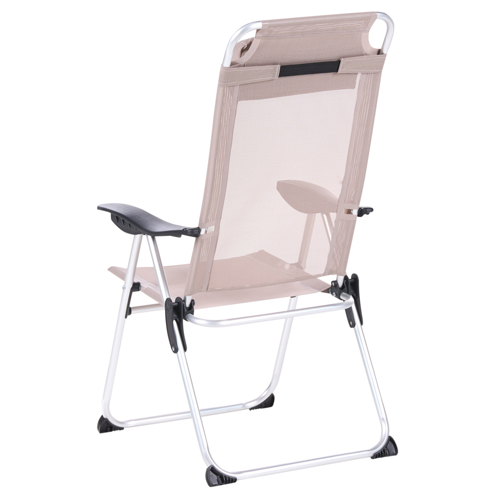 Set di 2 sedie pieghevoli da giardino con schienale regolabile Resistenti alla ruggine Moderna struttura in alluminio anodizzato opaco beige