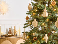 Set di 20 palline di Natale beige in carta a nido d'ape Ornamenti da appendere Decorazioni 3D per Natale