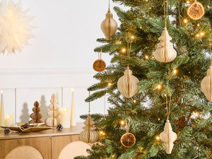 Set di 20 palline di Natale beige in carta a nido d'ape Ornamenti da appendere Decorazioni 3D per Natale