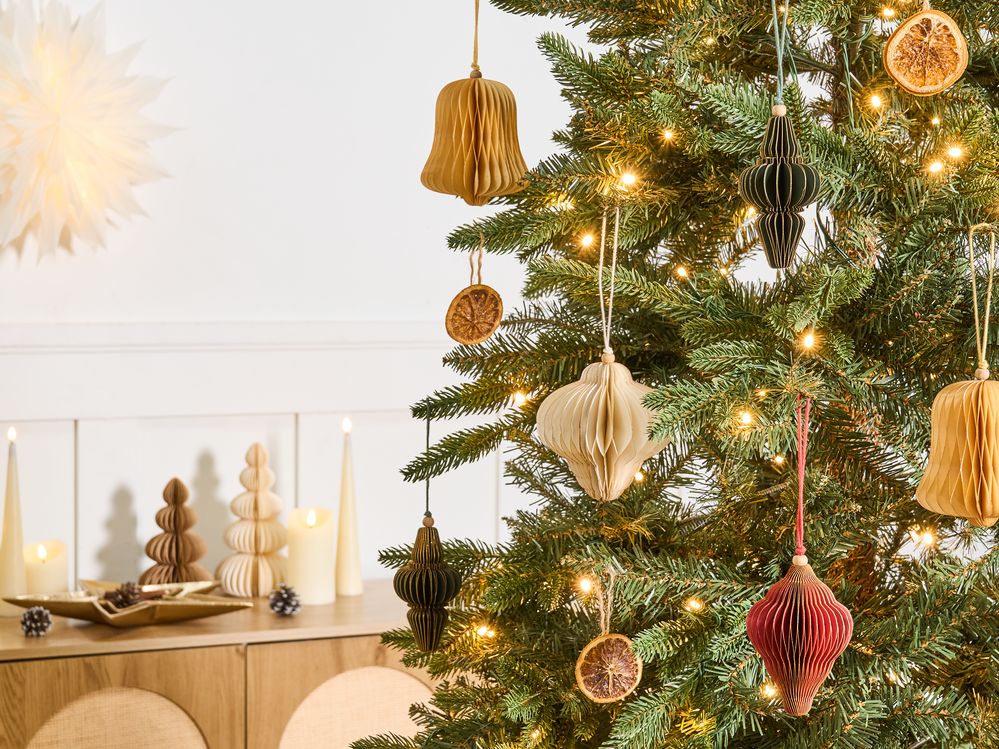 Set di 20 palline di Natale multicolori in carta a nido d'ape, decorazioni 3D da appendere per Natale