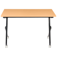 Scrivania da ufficio pieghevole con struttura in metallo marrone e nero, piano in MFC 120 x 60 cm, tavolo pieghevole portatile con rotelle