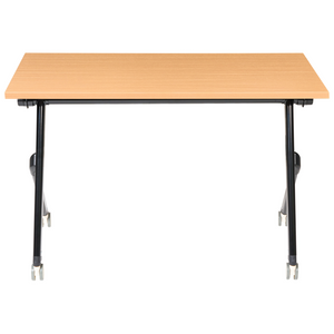 Scrivania da ufficio pieghevole con struttura in metallo marrone e nero, piano in MFC 120 x 60 cm, tavolo pieghevole portatile con rotelle