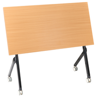 Scrivania da ufficio pieghevole con struttura in metallo marrone e nero, piano in MFC 120 x 60 cm, tavolo pieghevole portatile con rotelle