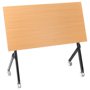 Scrivania da ufficio pieghevole con struttura in metallo marrone e nero, piano in MFC 120 x 60 cm, tavolo pieghevole portatile con rotelle