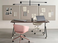 Scrivania da ufficio pieghevole con struttura in metallo marrone scuro e nero piano in MFC 160 x 60 cm portatile con rotelle design moderno