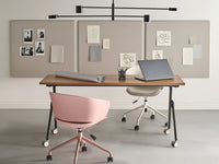 Scrivania da ufficio pieghevole con struttura in metallo marrone e nero piano in MFC 160 x 60 cm tavolo pieghevole portatile con rotelle design moderno