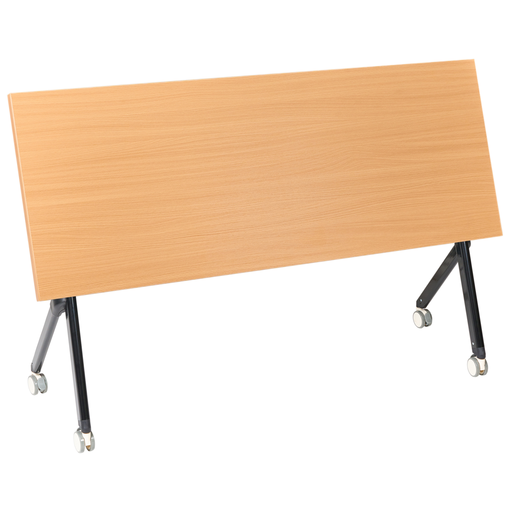 Scrivania da ufficio pieghevole con struttura in metallo marrone e nero piano in MFC 160 x 60 cm tavolo pieghevole portatile con rotelle design moderno