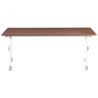 Scrivania da ufficio pieghevole con struttura in metallo marrone scuro e bianco piano in MFC 180 x 60 cm tavolo pieghevole portatile con rotelle