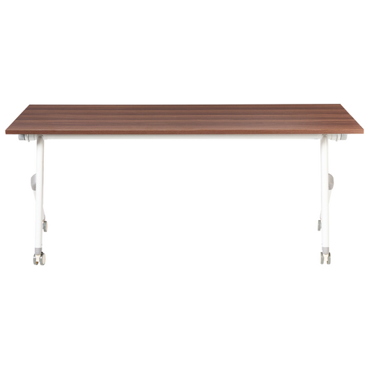 Scrivania da ufficio pieghevole con struttura in metallo marrone scuro e bianco piano in MFC 180 x 60 cm tavolo pieghevole portatile con rotelle