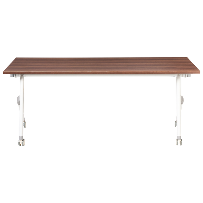 Scrivania da ufficio pieghevole con struttura in metallo marrone scuro e bianco piano in MFC 180 x 60 cm tavolo pieghevole portatile con rotelle