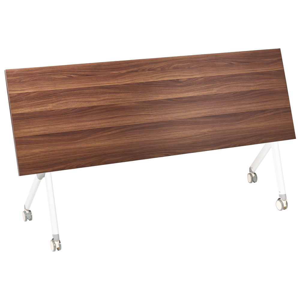 Scrivania da ufficio pieghevole con struttura in metallo marrone scuro e bianco piano in MFC 180 x 60 cm tavolo pieghevole portatile con rotelle