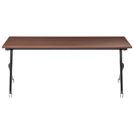Scrivania rettangolare pieghevole con rotelle portatile con struttura in metallo marrone scuro e nero 180 x 60 stile moderno