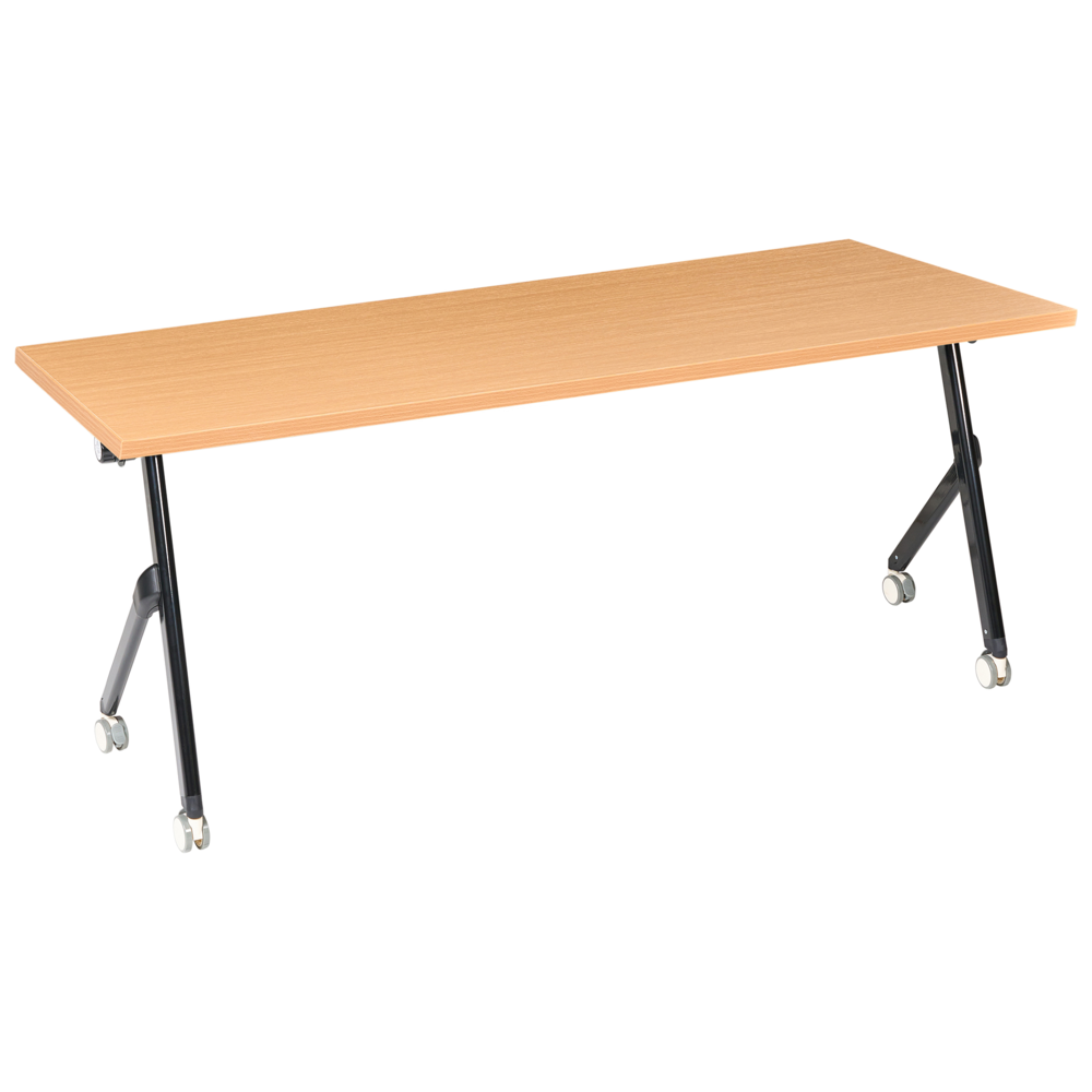 Scrivania da ufficio pieghevole con struttura in metallo marrone e nero e piano in MFC 180 x 60 cm Tavolo pieghevole portatile con rotelle