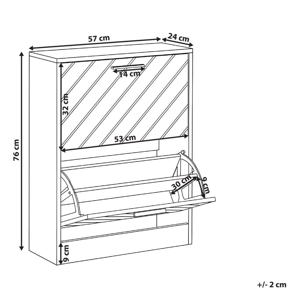 Scarpiera a 2 scomparti in legno MDF con finitura melaminica design scandinavo marrone chiaro