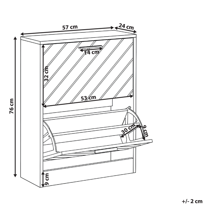 Scarpiera a 2 scomparti in legno MDF con finitura melaminica design scandinavo marrone chiaro