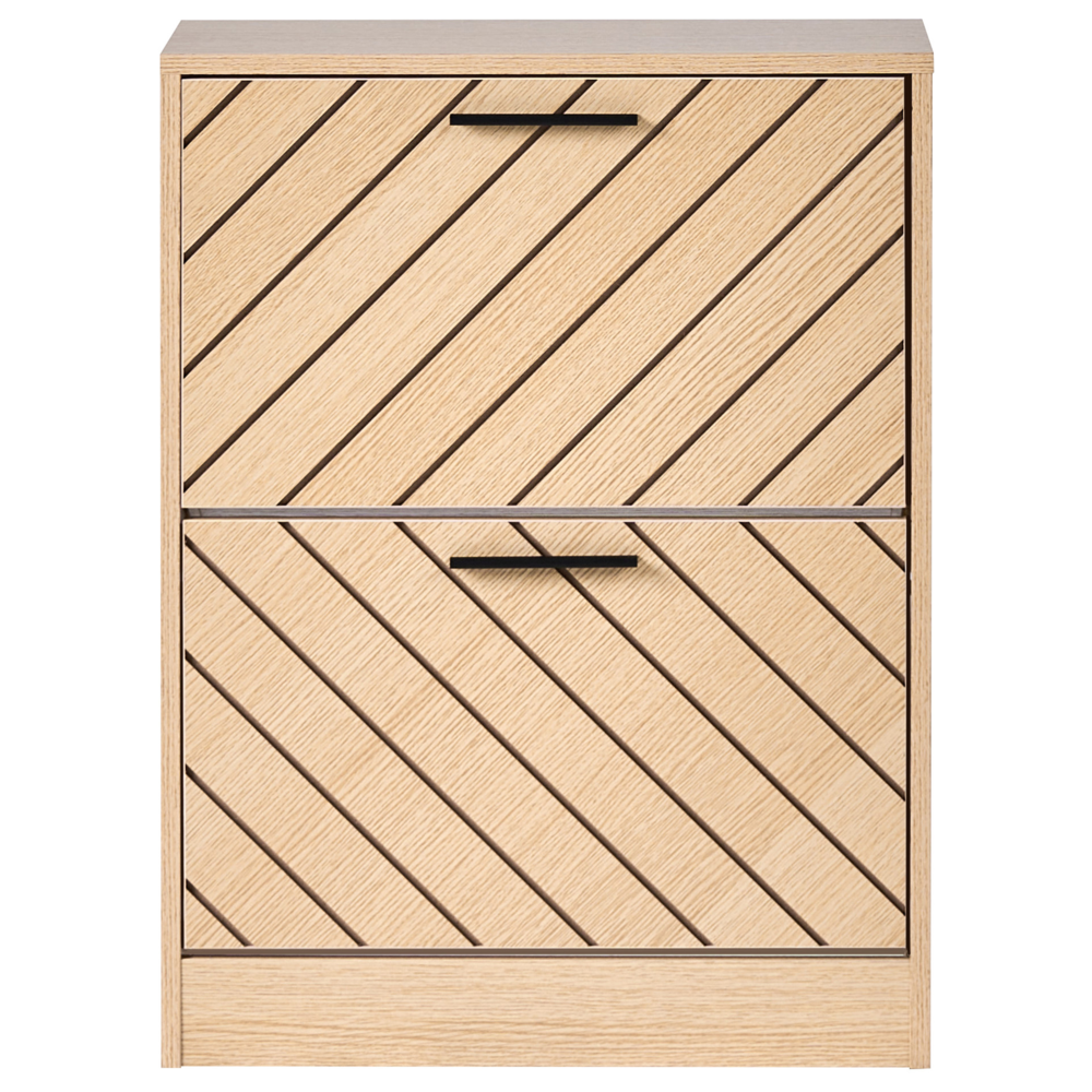 Scarpiera a 2 scomparti in legno MDF con finitura melaminica design scandinavo marrone chiaro