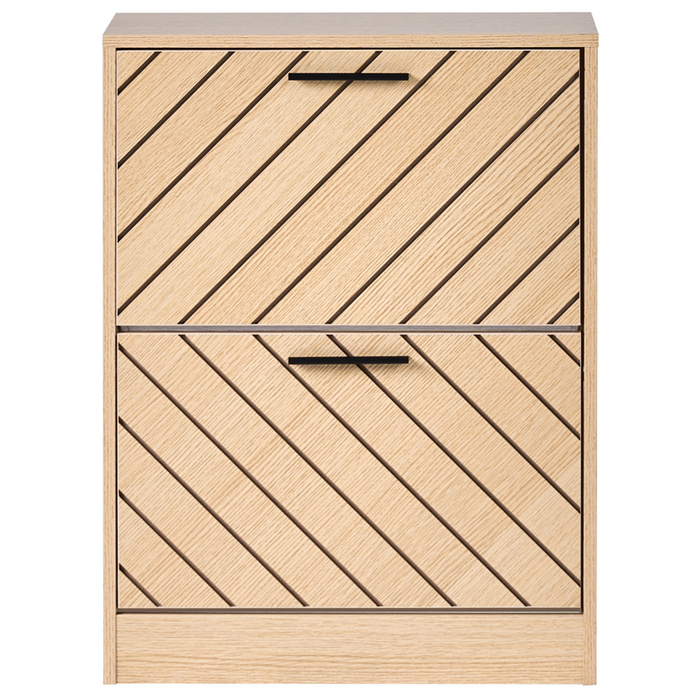 Scarpiera a 2 scomparti in legno MDF con finitura melaminica design scandinavo marrone chiaro