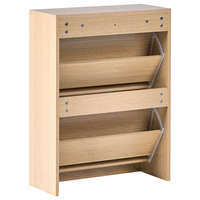 Scarpiera a 2 scomparti in legno MDF con finitura melaminica design scandinavo marrone chiaro