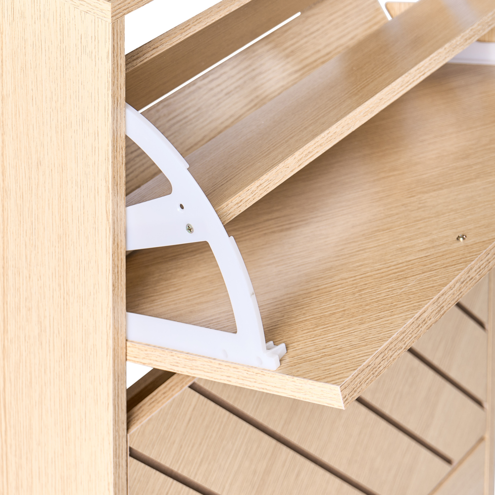 Scarpiera a 2 scomparti in legno MDF con finitura melaminica design scandinavo marrone chiaro