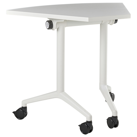 Scrivania pieghevole moderna ad angolo con rotelle 90 x 64 cm Struttura in metallo bianco Design moderno