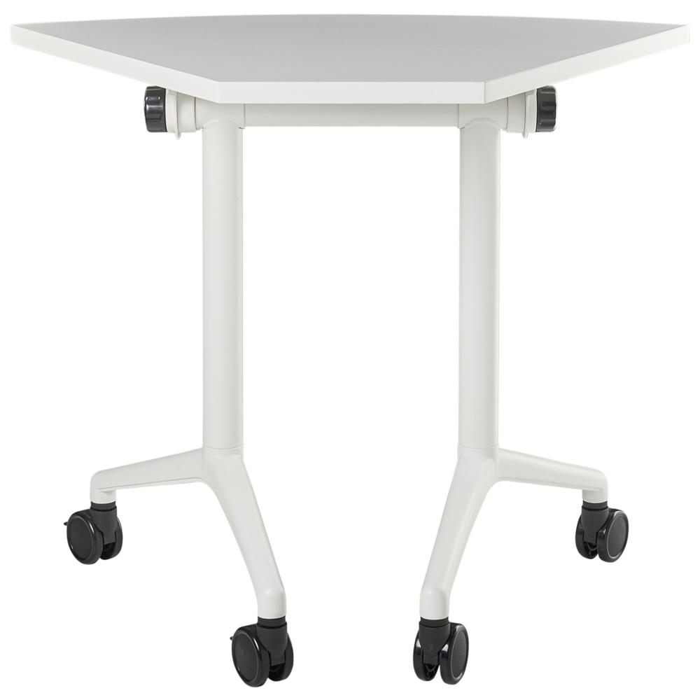 Scrivania pieghevole moderna ad angolo con rotelle 90 x 64 cm Struttura in metallo bianco Design moderno