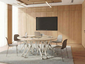 Scrivania pieghevole da ufficio con struttura in metallo marrone chiaro e piano in MFC 90 x 64 cm Tavolo pieghevole portatile con rotelle