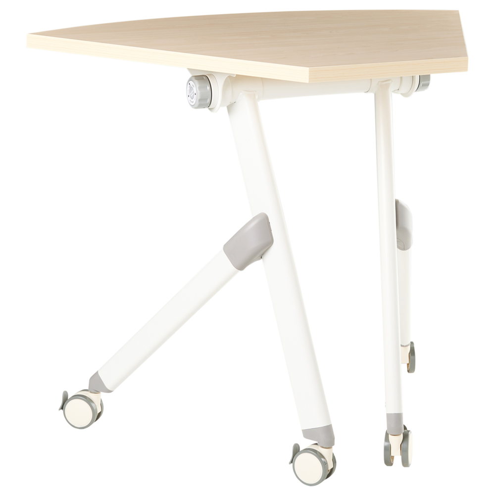 Scrivania pieghevole da ufficio con struttura in metallo marrone chiaro e piano in MFC 90 x 64 cm Tavolo pieghevole portatile con rotelle