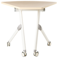 Scrivania pieghevole da ufficio con struttura in metallo marrone chiaro e piano in MFC 90 x 64 cm Tavolo pieghevole portatile con rotelle