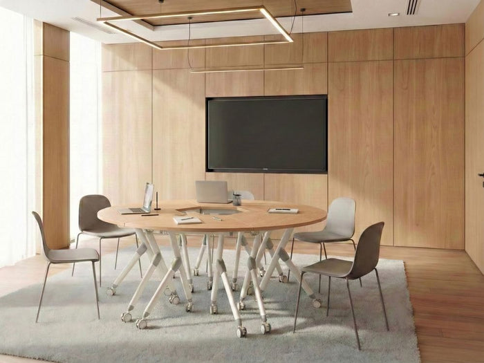 Scrivania pieghevole da ufficio con struttura in metallo marrone e piano in MFC 90 x 64 cm Tavolo pieghevole portatile con rotelle