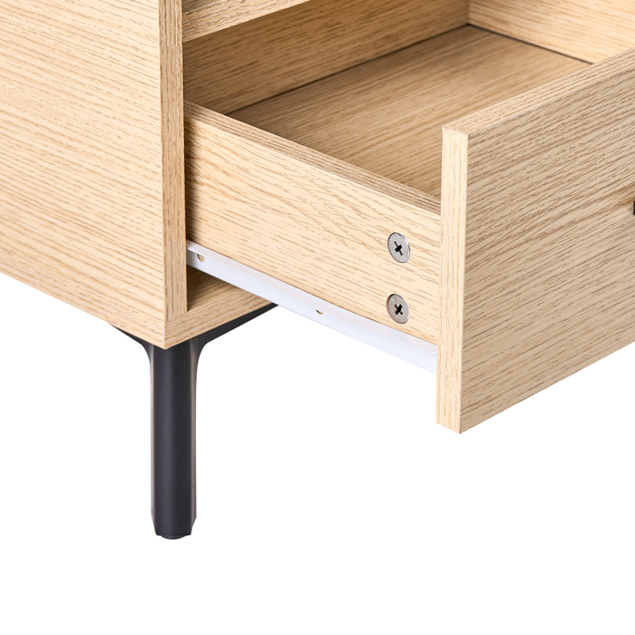 Mobile TV moderno con ante e sistema di gestione dei cavi in MDF con luce marrone chiaro stile moderno