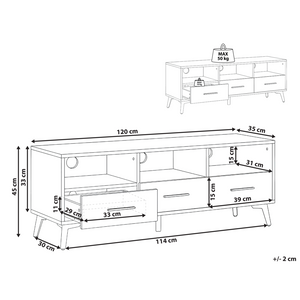 Mobile TV moderno con ante e sistema di gestione dei cavi in MDF con luce marrone chiaro stile moderno