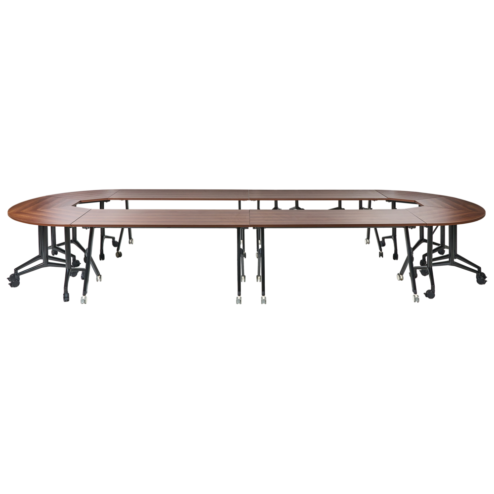 Scrivania da ufficio pieghevole con struttura in metallo marrone scuro e nero piano in MFC 160 x 60 cm portatile con rotelle design moderno