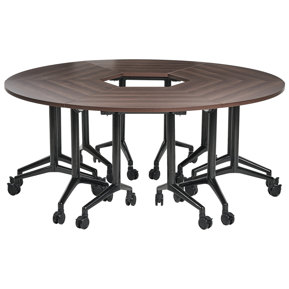 Scrivania pieghevole moderna ad angolo con rotelle 90 x 64 cm Struttura in metallo marrone scuro Design moderno