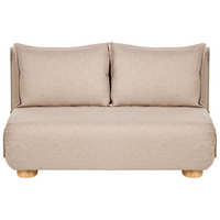 Divano letto a 2 posti Rivestimento in lino sintetico beige Gambe in legno Divano per bambini senza braccioli