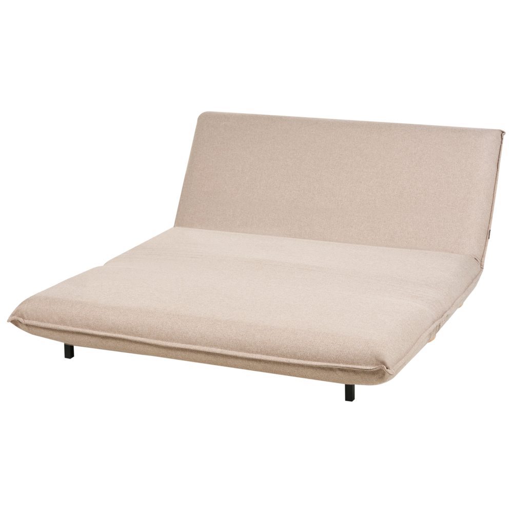 Divano letto a 2 posti Rivestimento in lino sintetico beige Gambe in legno Divano per bambini senza braccioli