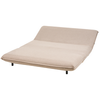 Divano letto a 2 posti Rivestimento in lino sintetico beige Gambe in legno Divano per bambini senza braccioli