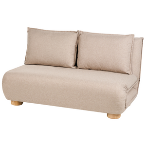 Divano letto a 2 posti Rivestimento in lino sintetico beige Gambe in legno Divano per bambini senza braccioli