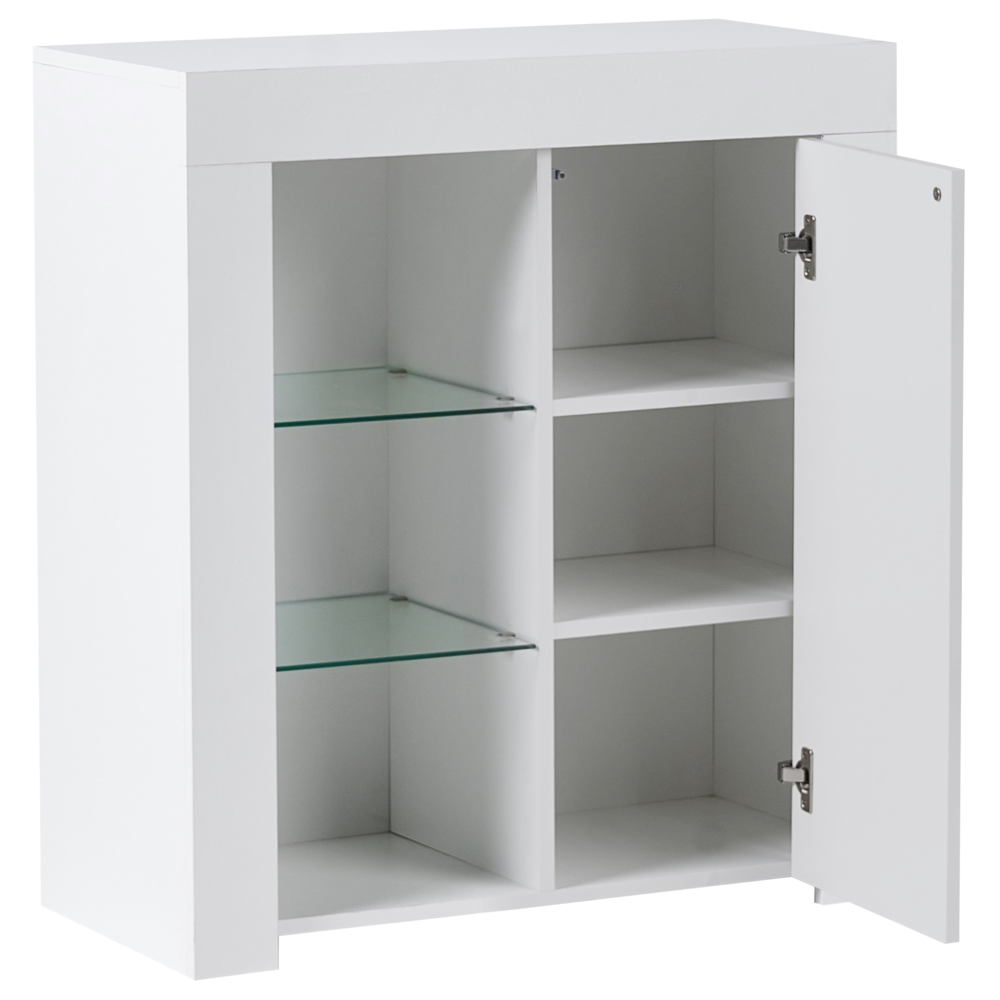 Credenza per soggiorno o camera da letto con 1 anta in MDF LED bianco stile moderno